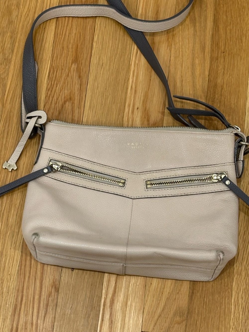 Smith Street Leather Crossbody Bag in Taupe with Grey trim Designer 
 Preppy